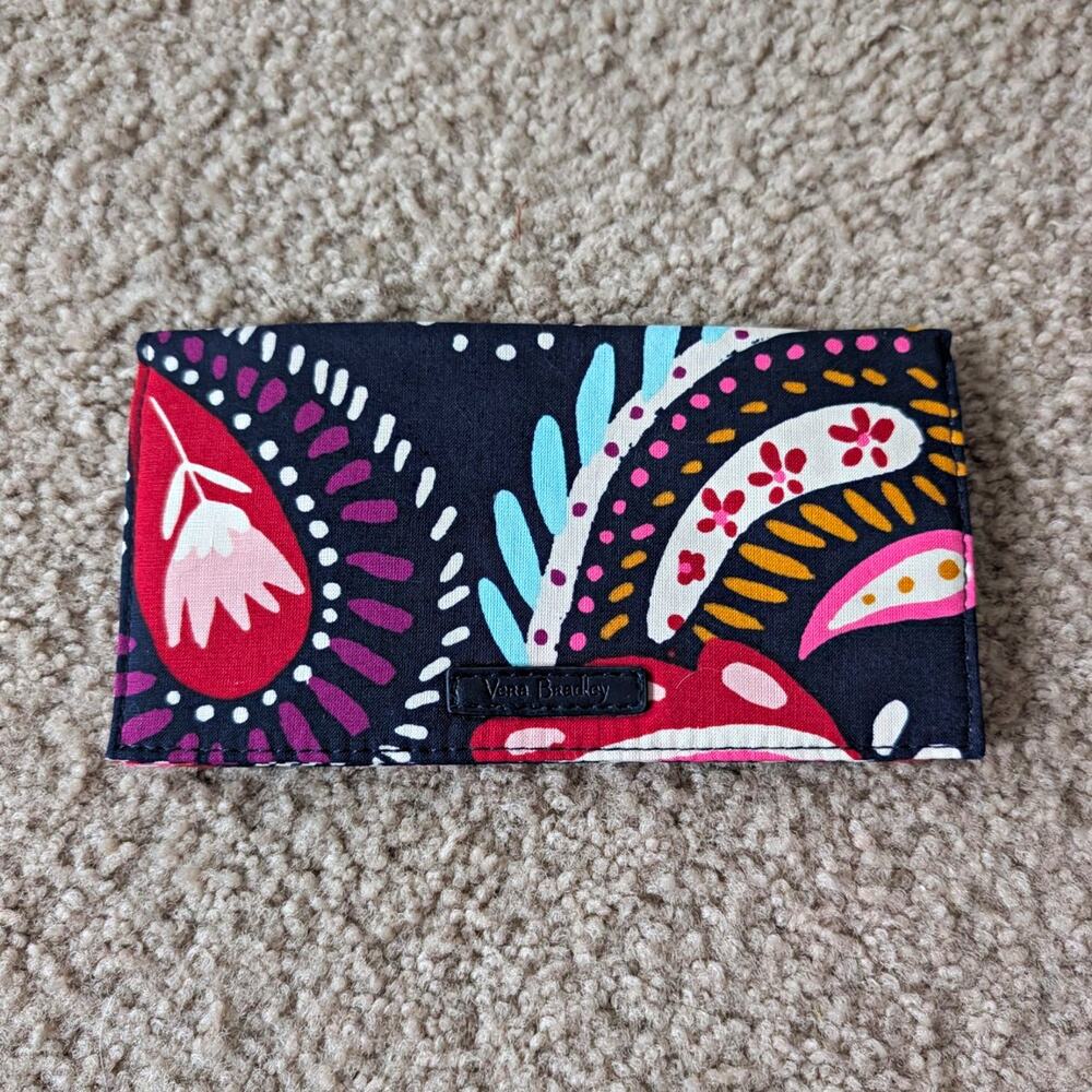 Vera Bradley Women's Folding Wallet Checkbook Cover Multicolor Paisley